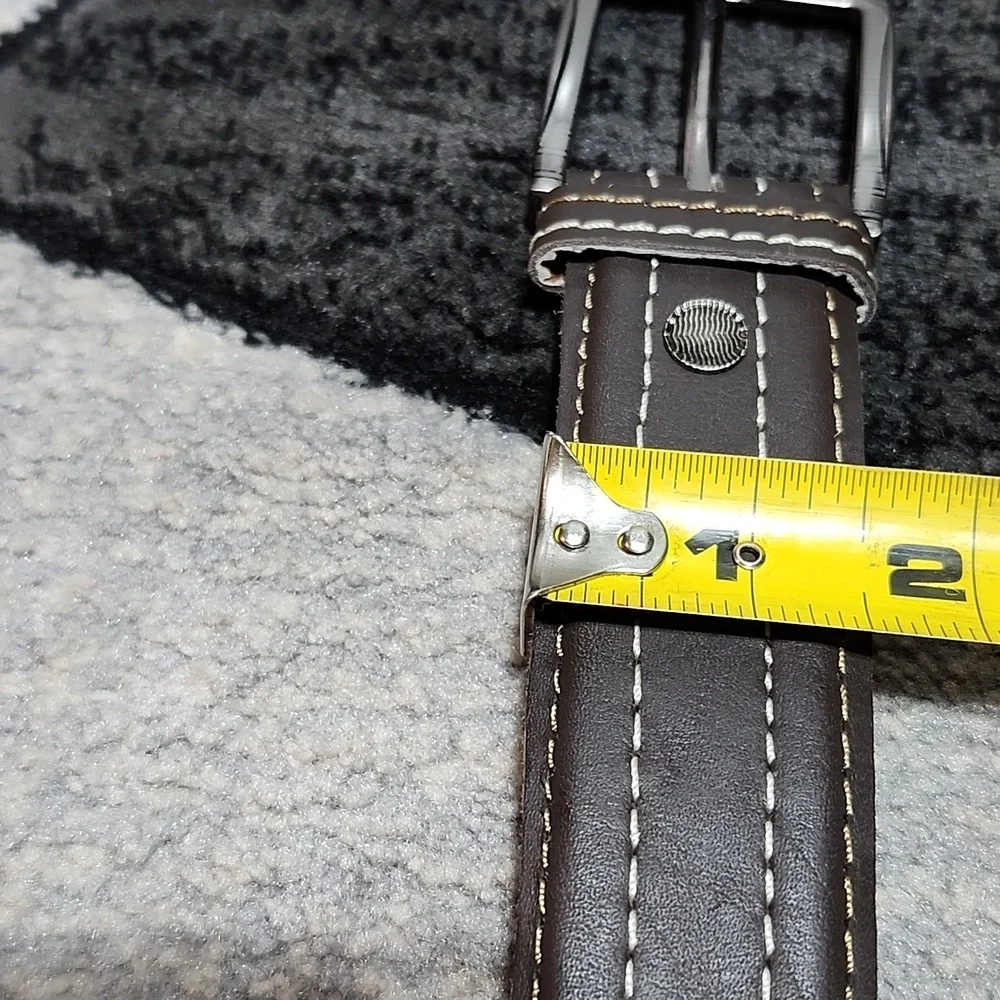 DARK BROWN CONTRAST STITCHING FAUX LEATHER XL BELT